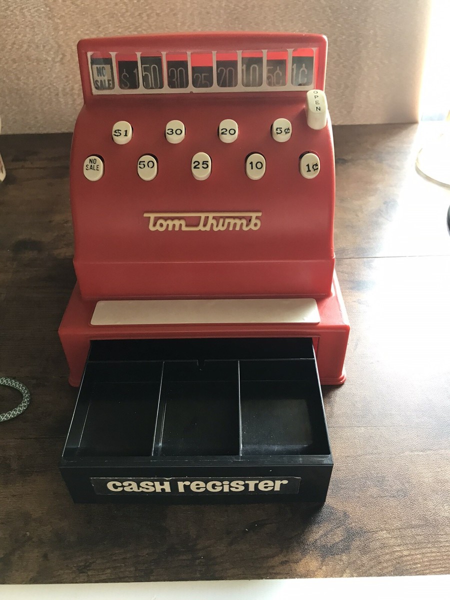 Vintage Tom Thumb Push-Button Cash Register Red No. 1511 Tested