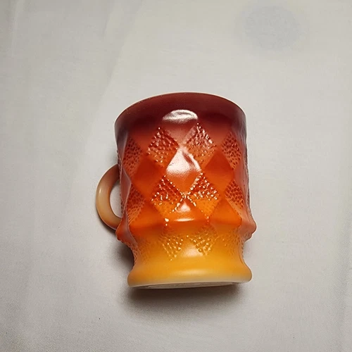 Anchor Hocking Fire-King Kimberly Diamond Orange Mugs Coffee Cups