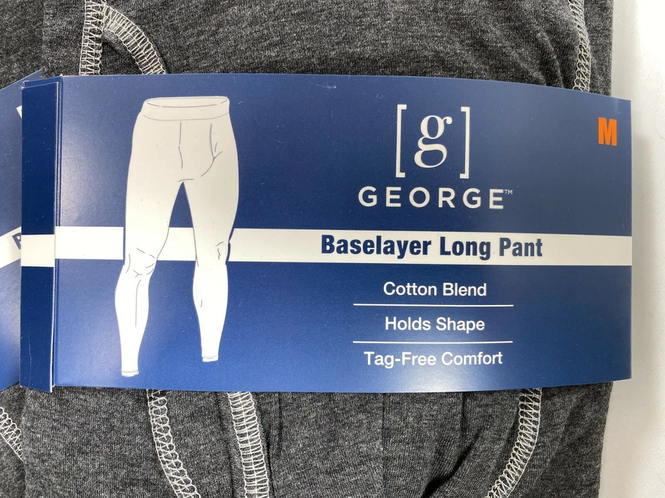 Pantalón Largo Para Hombres George Carbón Brezo Mezcla Algodón Capa Base 2 Pares Mediano M Foto 2 de 3