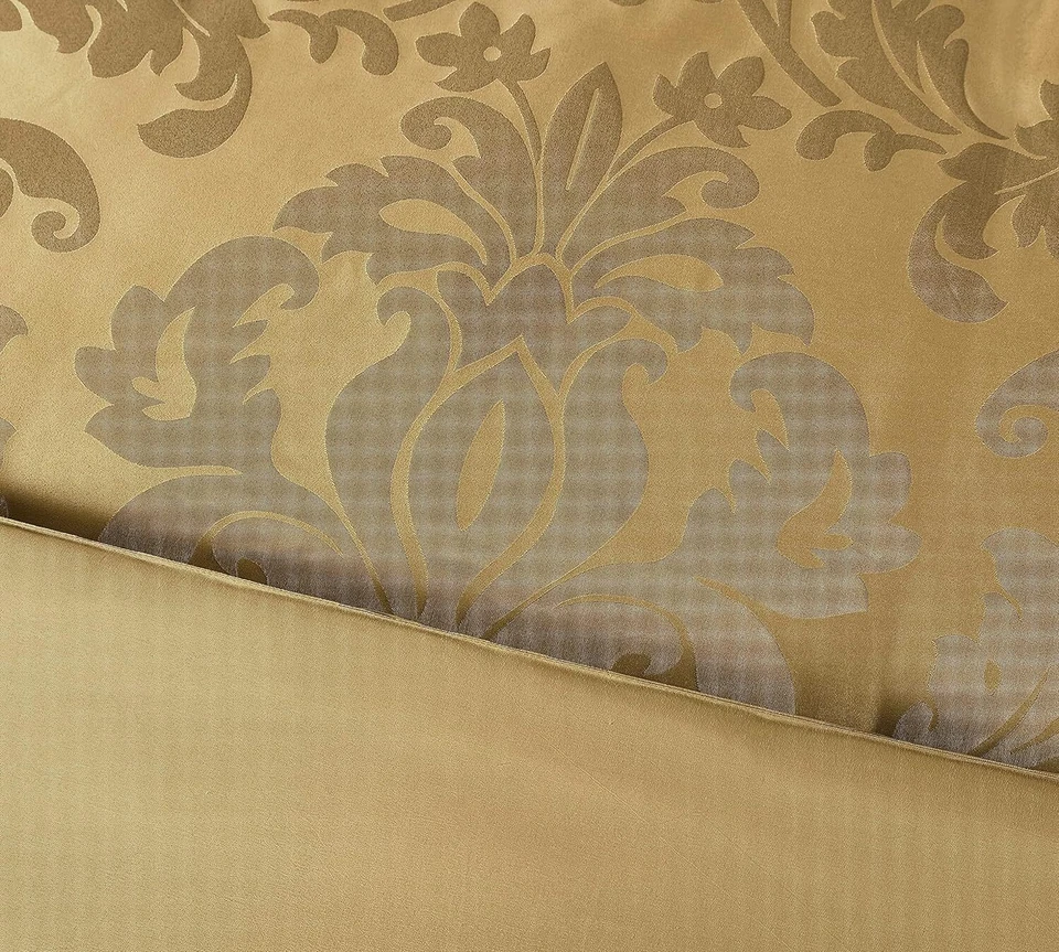 Chezmoi Collection 7-Piece Royal Floral Jacquard Woven Comforter Set, Gold - Image 3 of 4