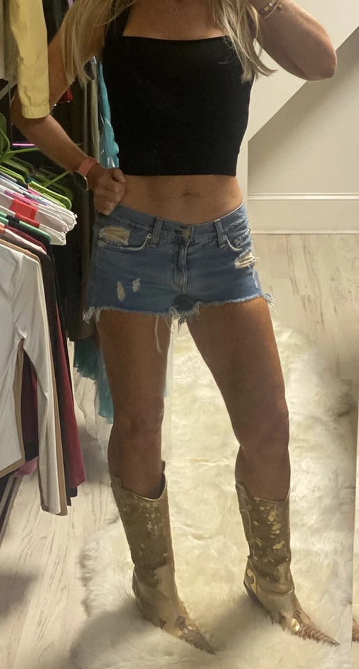 Cowboy Boots Chunky Heels Gold Fur Calf Hair Glitter Snake Accent Sexy Sz 7 - Image 2 of 4