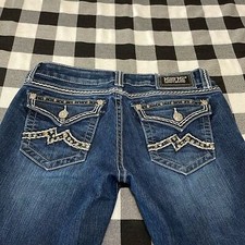 Miss Me Easy Capri Jeans 29 x 27/30 Stretch Embellished Dark Metallic Cropped