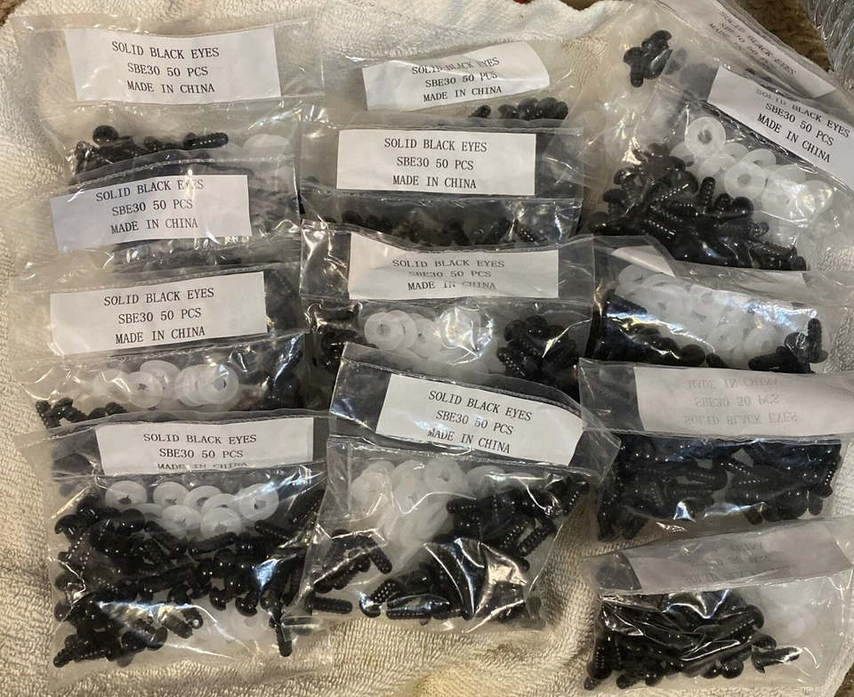 650 Pares Calcetín Mono Animal MUÑECA Artesanal Títere OJOS 650pr Arandelas 9mm NEGRO SÓLIDO Foto 2 de 2