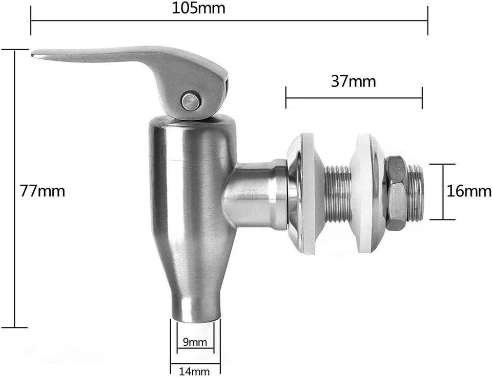 Beverage Dispenser Push Style Spigot,Stainless Steel Polished Finished  - Image 4 of 4