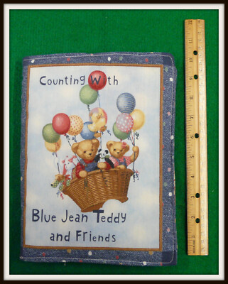 COUNTING WITH BLUE JEAN TEDDY - Completed Cloth Fabric Soft Book Child Baby Gift