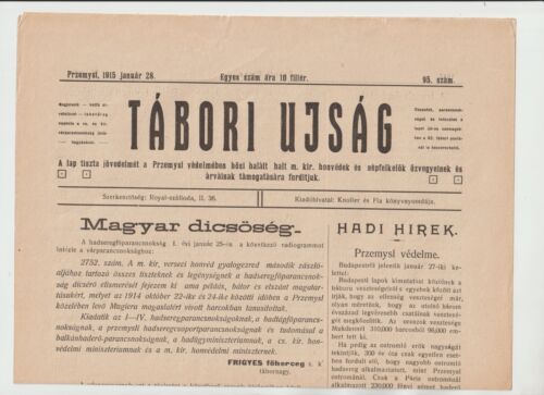 WK 1  PRZEMYSL Orig.Zeitung TABORI UJSAG aus der Festung 28.01.15  ungarisch - Afbeelding 1 van 1