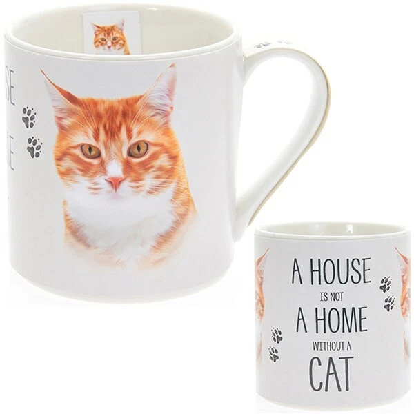 New boxed Ginger Cat artistic gift fine china mug coffee cup Free P+P