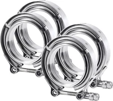 4X Exhaust Downpipe 3inch V-band Clamp 3" Male/Female Flange Kit SS304 stainless