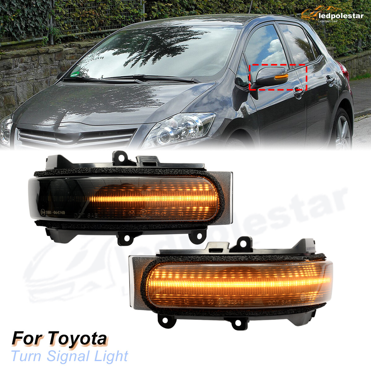 Dynamic LED Side Mirror Light Turn Signal for 2010-2013 Toyota