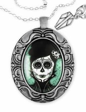 Day of the Dead Woman Handmade Halloween Pendant Necklace