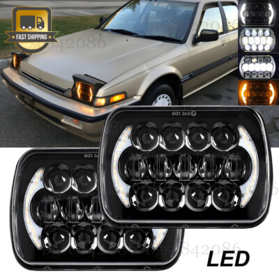 pair 7x6'' LED Headlights DRL Turn Signal For Honda 1982-1985 Civic 86-89 Accord