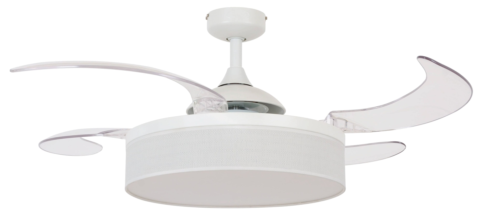 Retractable Ceiling fan with Remote Indoor Fan Light Fanaway Fraser White 122 cm