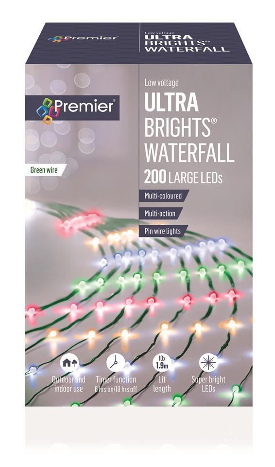 Premier Christmas Decorations 2m 200 LED MicroBright Waterfall Tree Net