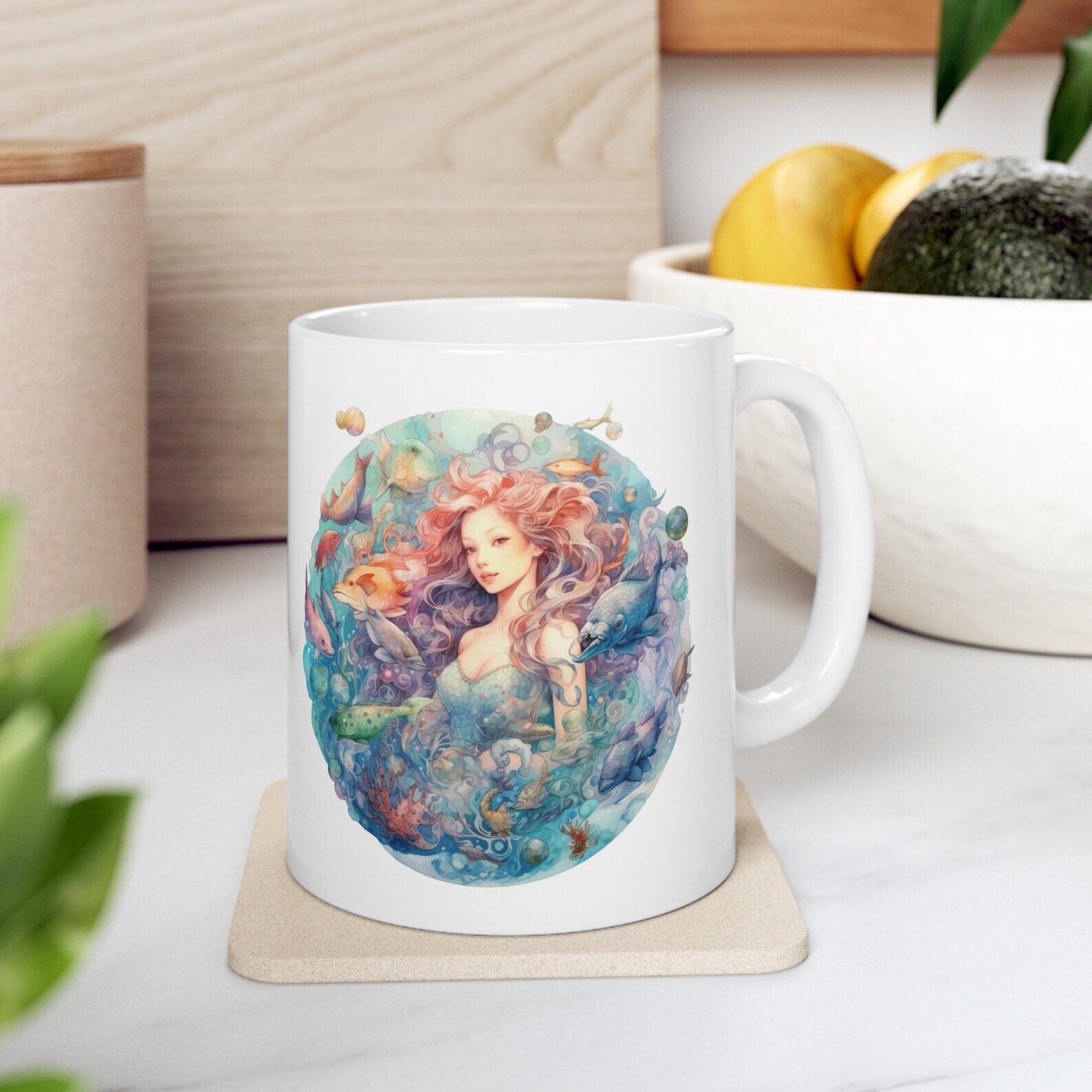 Taza de cerámica Mermaid Under The Sea 11 oz