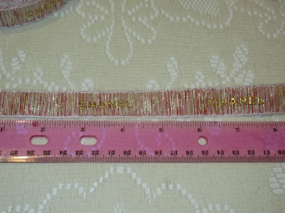 Festive Holiday White Gold Chanel Packaging Ribbon 36" - Image 2 of 2