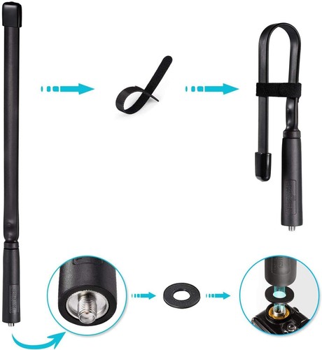 2pcs Foldable CS Tactical Dual Band VHF UHF Ham Radio Antenna for Baofeng UV-5R - Picture 4 of 12