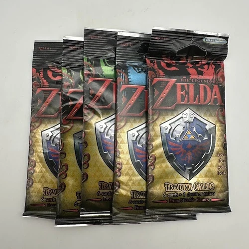 The Legend Of Zelda Trading Cards Enterplay LOT OF 5 Booster Packs GOLD FOIL?