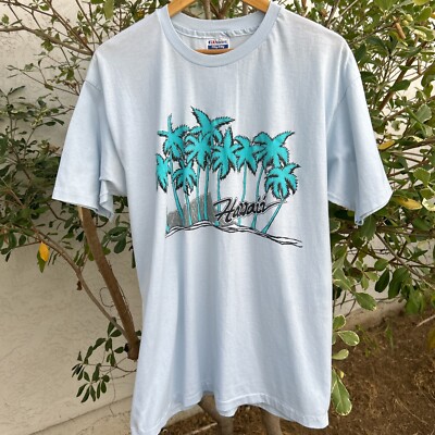 Tシャツ・カットソー New Era LIGHTERA Palm Tree T-Shirt Hawaiian Blue Mens Hawaiian Shirt, Bright Turquoise, Yellow, Casual Wear
