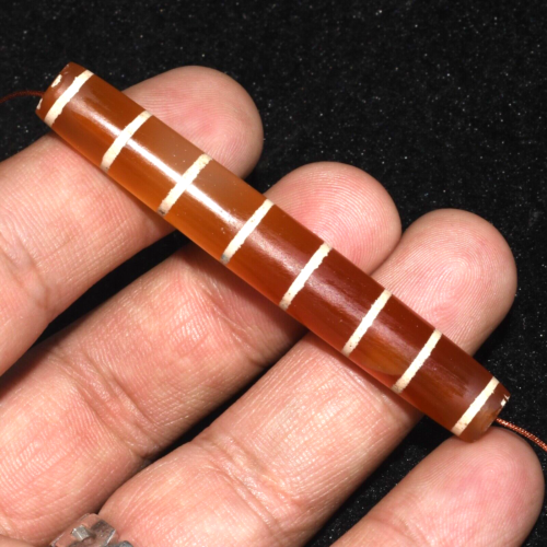 Ancient Burmese Pyu Culture Etched Carnelian Pyu Bead with Multiple Stripes - Picture 1 of 10