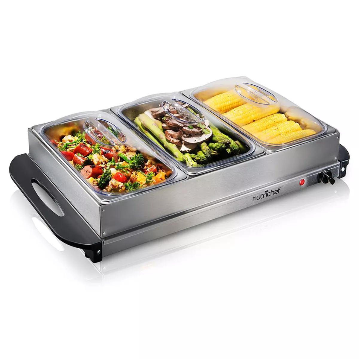 Nutrichef Electric 3 Tray Buffet Server Hot Plate Food Warmer