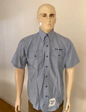 GENUINE US NAVY SHORT SLEEVE CHAMBRAY MAN'S UTILITY WORK SHIRT (XX LARGE) NIB