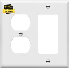 Combination Duplex Receptacle Outlet/Decorator Rocker Light Switch Wall Plate Co