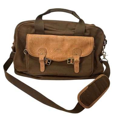 Cabelas Brown Olive Canvas & Leather Large/XL Duffle Bag Fishing Hunting Camping