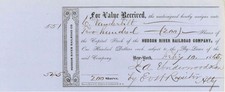 Hudson River Railroad Co. Issued to Commodore Cornelius Vanderbilt and signed