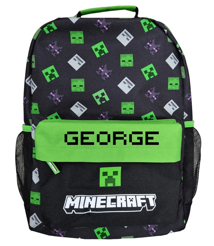 Personalised Minecraft Boys Backpack Bag Rucksack School Bag Name - Image 2 of 4