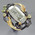 Jewellery 12 ct+ Natural Green Amethyst Ring 925 Sterling Silver Size 7 /R440555