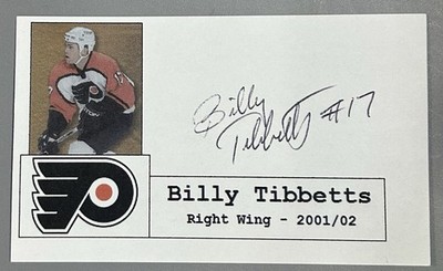 Billy Tibbetts Hand Signed Auto Autograph Index Card Philadelphia Flyers