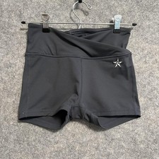 Rebel Athletic Shorts Youth Large Gray Stretch Knit Cheer Dance Activewear