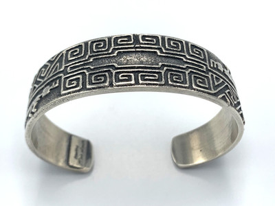 Sterling Silver Sandcast Cuff Bracelet by Navajo Silversmith Kirk Smith (JSW764)