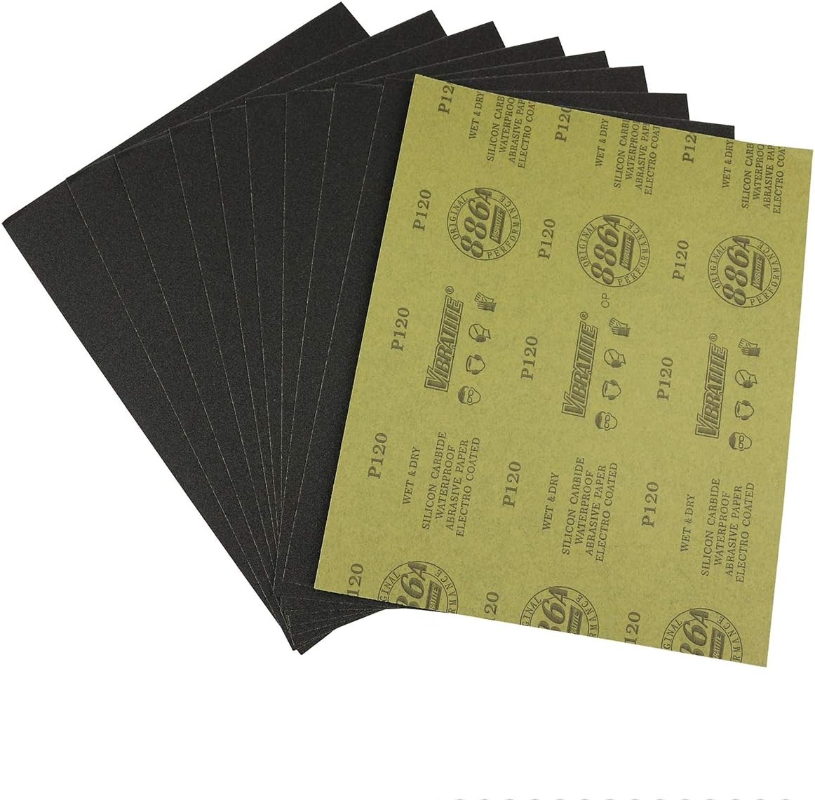 Sandpaper Sheets, 120 Grit Dry Wet Sand Paper, 9 x 11 Large, 120