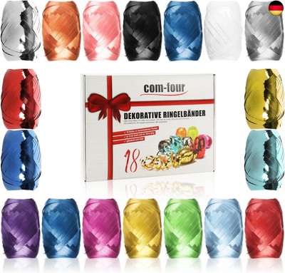 com-four  18x Ringelband in bunten Farben - 20 m je Rolle - tolles Set 