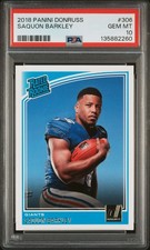 2018 Donruss SAQUON BARKLEY Rated Rookie #306 PSA 10 GEM MINT Rookie Card RC. rookie card picture