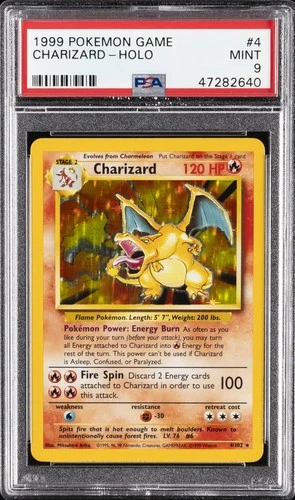 1999 POKEMON BASE SET UNLIMITED  #4 CHARIZARD-HOLO PSA 9
