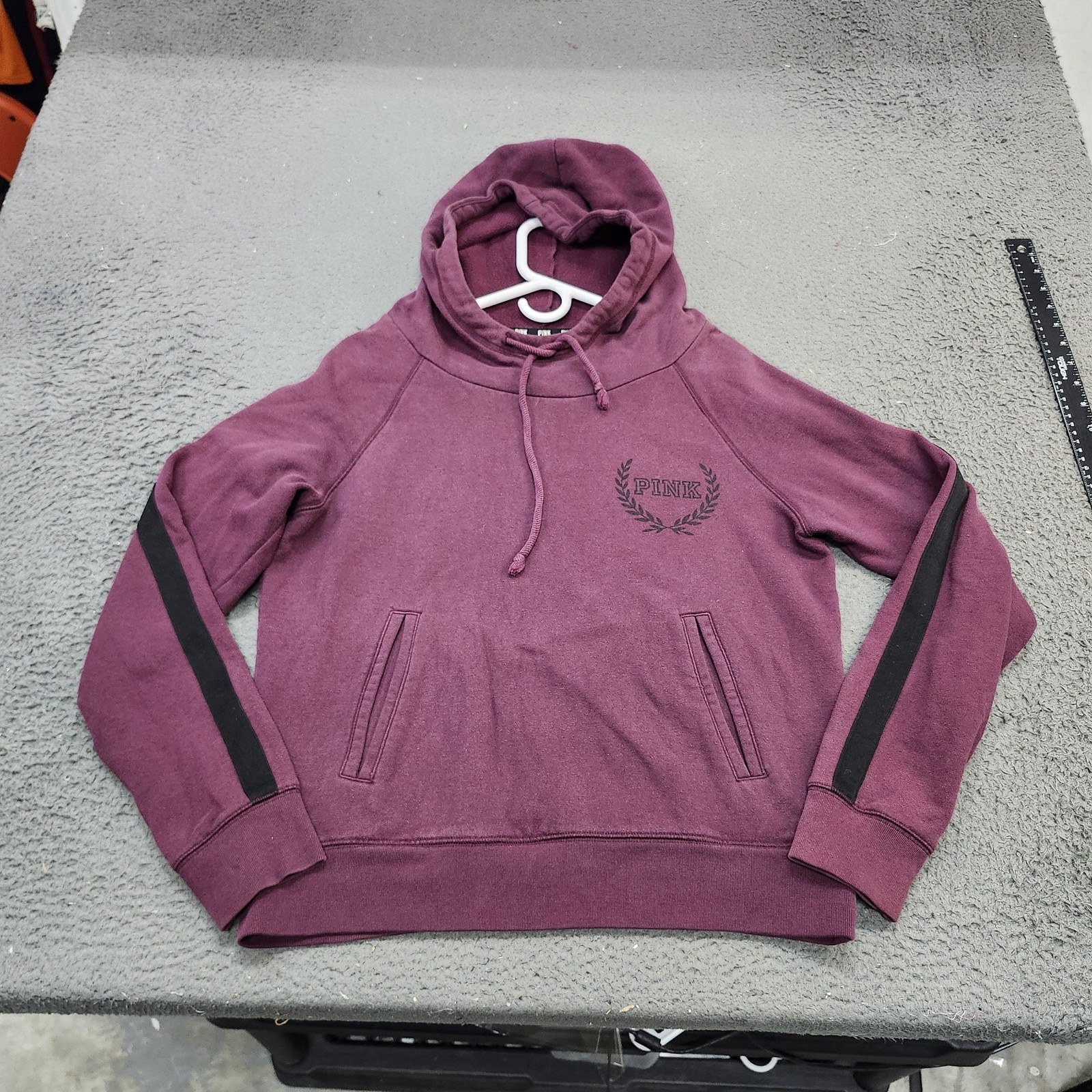 PINK Victoria's Secret Hoodie Womens Large Purple Pullover Love Pink 86 Graphic