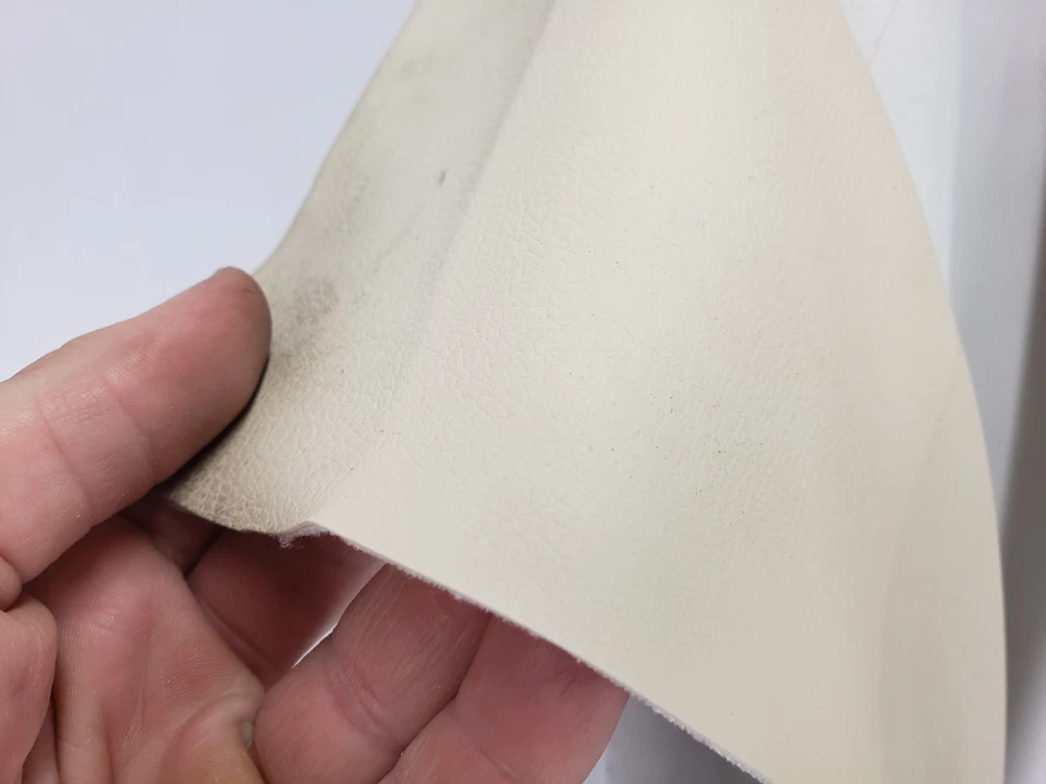 2x White Almond Vinyl 55" Roll Fabric Waterproof PVC Faux Leather - Image 4 of 4