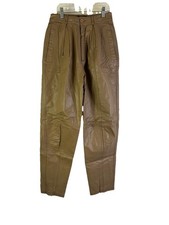 Vintage 90s Womens 6 Leather Pleated High Rise Straight Pants Brown Grunge Moto