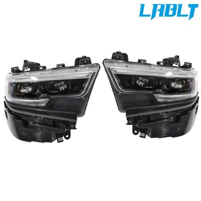 LABLT Pair Headlights Dual Lens FULL LED Black Projector For 2019-2024 Ram 1500