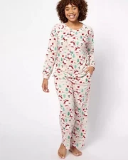 Muk Luks X Jen Coffey Holly Jolly PJ Set Dancing Santa L New
