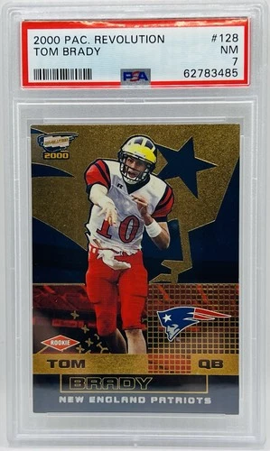 2000 Pacific Revolution #128 Tom Brady Patriots RC /300 PSA 7 NM Rookie HOF GOAT