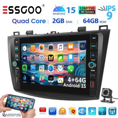 Für Mazda 3 BL 2009-2013 9'' CarPlay Autoradio Android 15 GPS Navi WIFI + Kamera