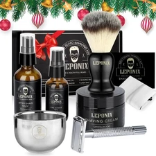 Shaving Kit for Men, Include Safety Razor, Sandalwood Cream, for Christmas Gift