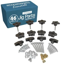 46Pcs T-Track Bolts & Knobs Set, 5/16"-18 Thread Jig Fixture Kit for Woodworking