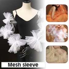 Elegant Mesh Fluffy Fake Sleeves Detachable Ruffle Tulle Bridal Arm Accessory.
