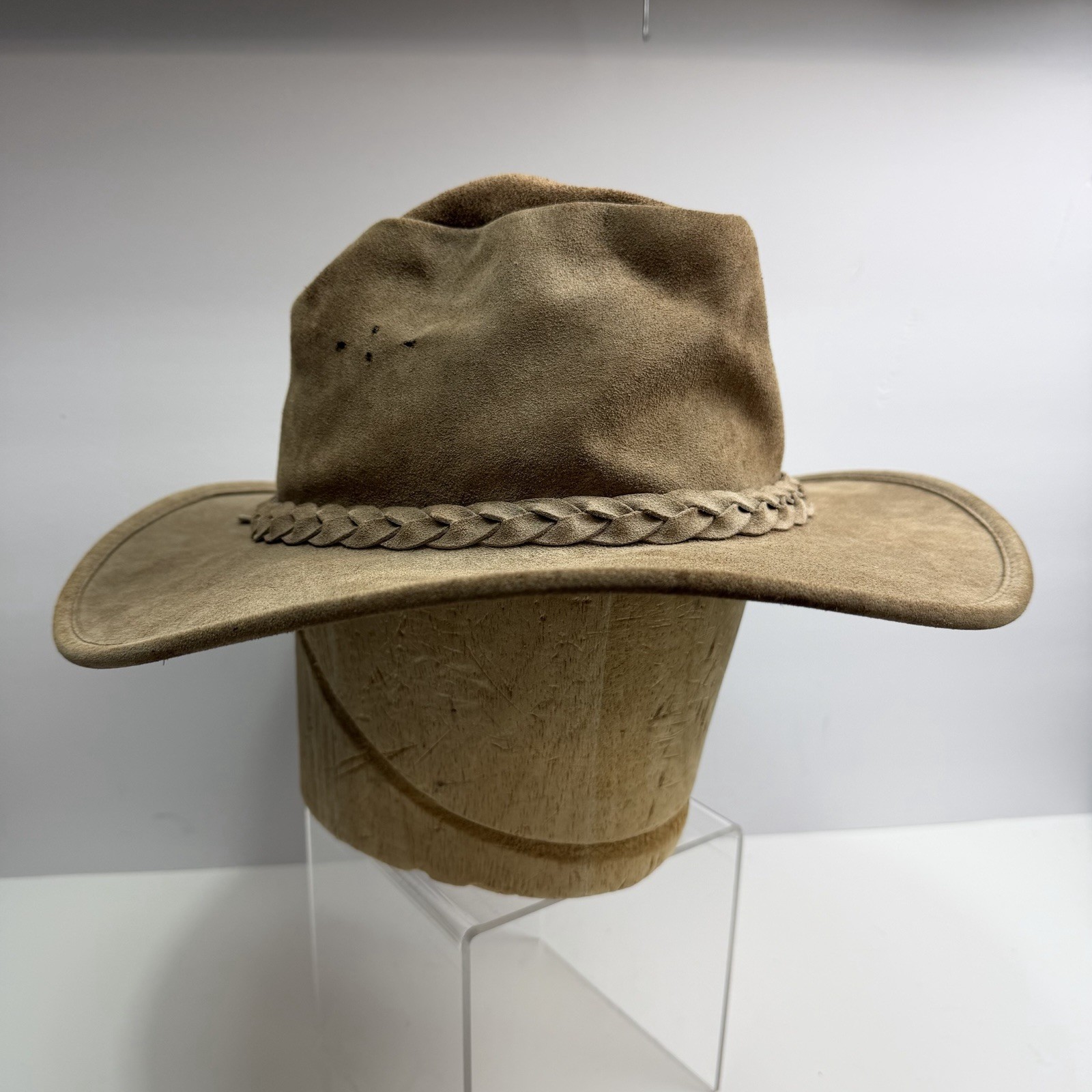 BC HATS Outback Hat Mens Size L Large Brown Leather Western Australia Pouch