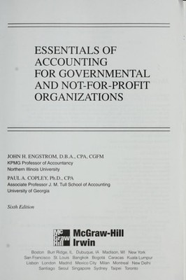 Essentials of Accounting for Governmental and Not-for-profit Organizations, Engs