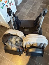 Cybex Gazelle S Double Pushchair Grey. 2 Chairs Comes With Rain Covers